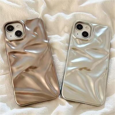 Luxury Matte Silver Water Ripple Case For 17 Air 16 15 14 Plus 13 12 Pro Max 11 Creative Frosted Wrinkle Shockproof Cover