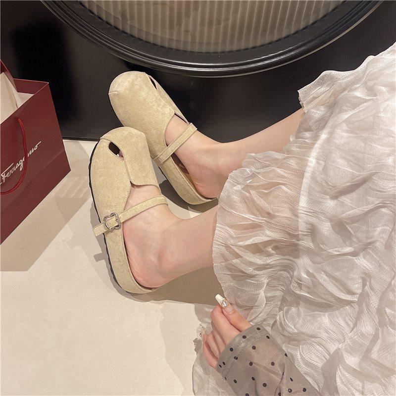 Inner Heightening Bag Head Half Slippers Women'S Summer Outer Wear French Retro Versatile Sandals One Pedal Lazy Shoes