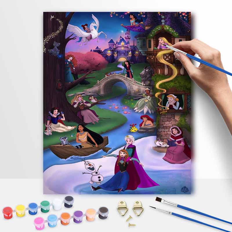 Disney Набор для рисования маслом своими руками Арт-картина Замок принцессы Декор для стен дома Ручной работы Подарок Волшебные персонажи Мультяшный пейзаж