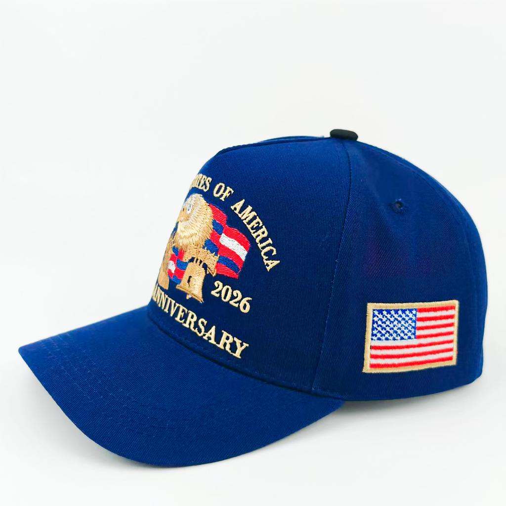 U.S. 250th Anniversary Retro Washed Adjustable Hat with Bald Eagle Common Fabric Patriotic American Style