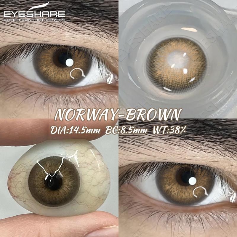 Eyeshare 2pcs Natural Colored Contact Lens for Eyes Gray Colored Lens Eyes Beautiful Pupil Yearly Makeup Green Eye Contacts Lens