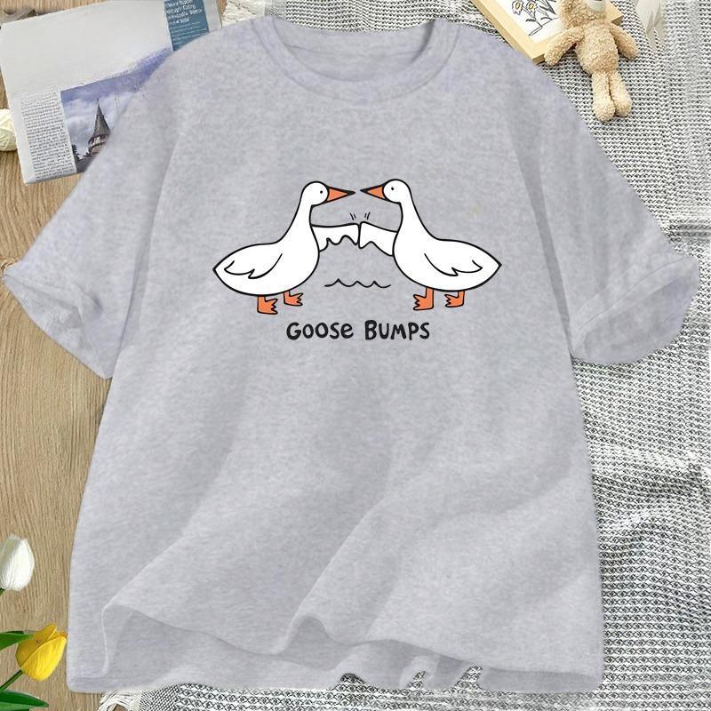Silly Goose Bumps T Shirt for WOMEN Unisex Funny Cotton Printed Tshirt Summer Short Sleeve Loose Oversized Tees Unisex Streetwear