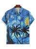 Men's Printed Polo Collar Button Casual Short-Sleeve Shirt Summer Men's Hawaiian Shirt