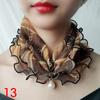Women Jewelry Accessory Headscarf Pearl Headband Gold Thread Stretch Lace Scarf Necklace