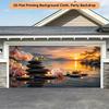 Zen Spa Stones Orchid Candles Sunset Lake 2D Flat Tapestry Backdrop For Yoga Studio Decor Relaxation Wall Hanging Art
