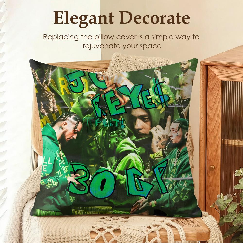 Rapper JJc Reyes Cushion Cover Natural Linen Organic Fabric DoubleSided Printing Sofa Home Decor Gift Pillow Case