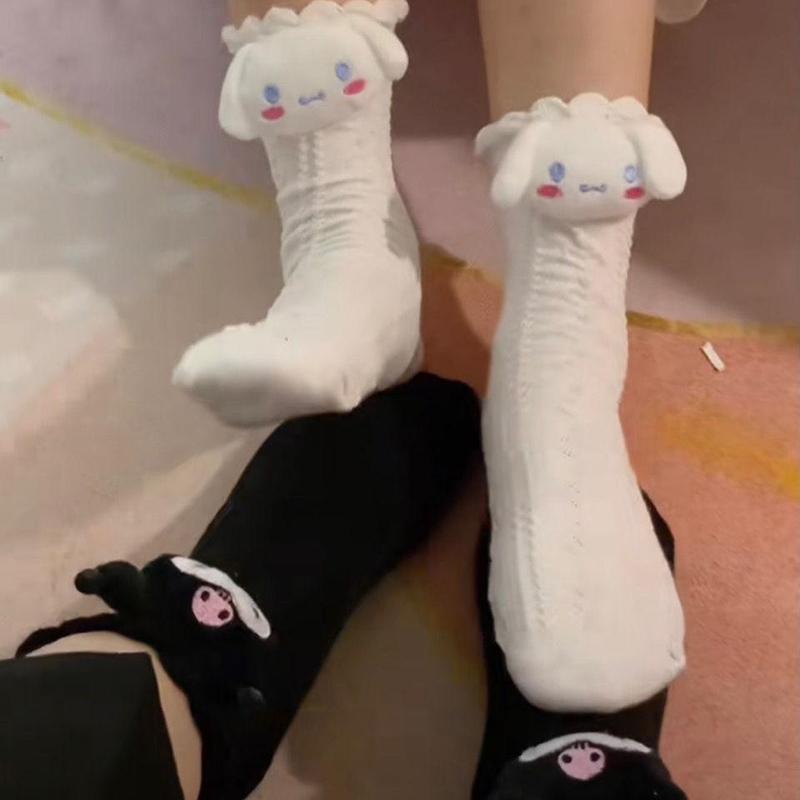 Аниме Кавайи Sanrio Длинные Хлопковые Носки Милые Hello Kitty My Melody Cinnamoroll Kuromi Носки Носки для Девочек Осень Зима Теплые Носки