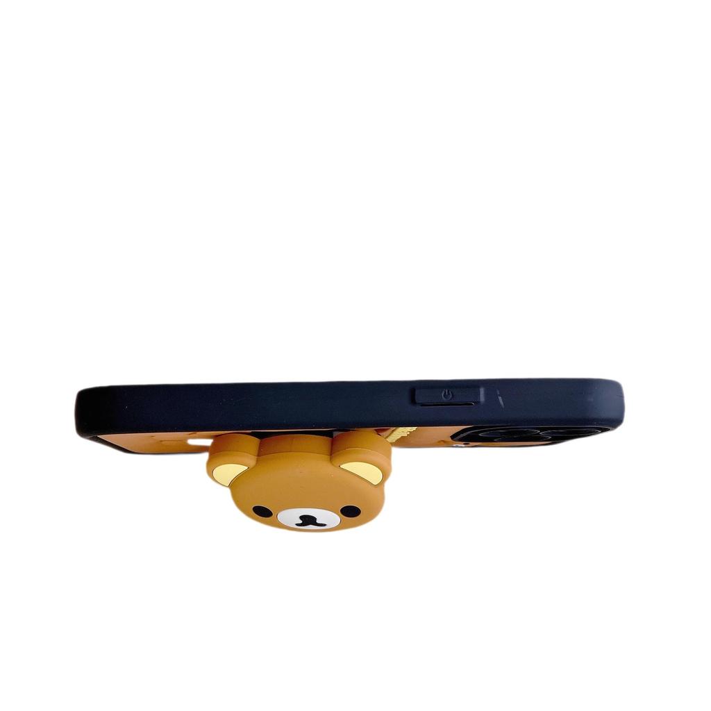 3D Стерео Чехол для телефона Rilakkuma из силикона, противоударный, с подставкой для iPhone 15/16/17 - Милый Мультяшный Модный Дизайн
