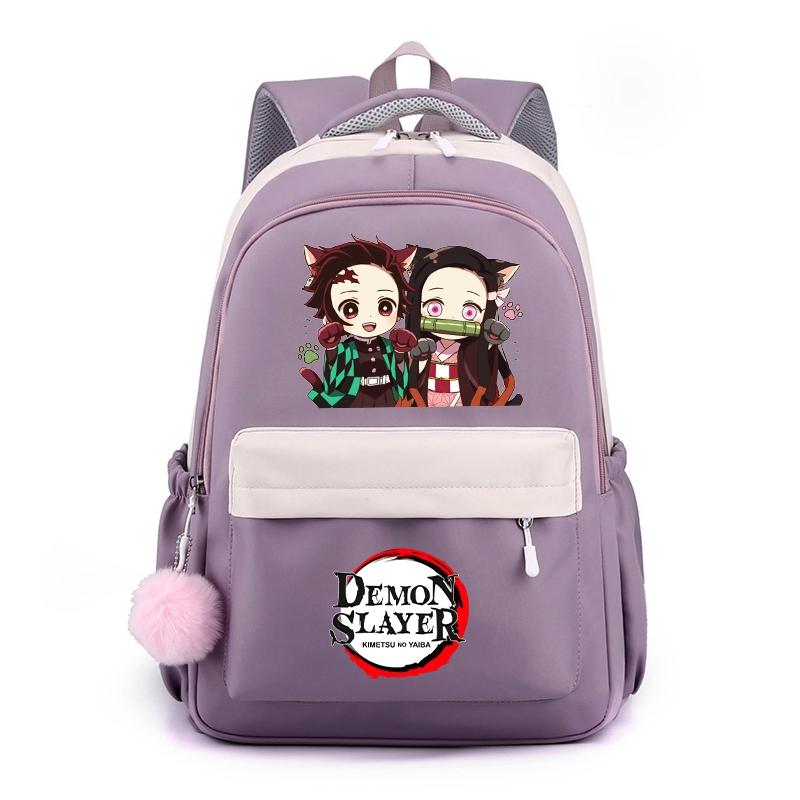 Аниме Demon Slayer, нейлоновый милый мягкий рюкзак, повседневная сумка для книг, школьная сумка для девочек, мальчиков, мужчин и женщин, дорожная сумка для отдыха Mochila