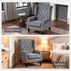 Wingback Accent Chair, Retro Upholstered Button Tufted Occasional Chair for Living Room and Bedroom, Light Grey