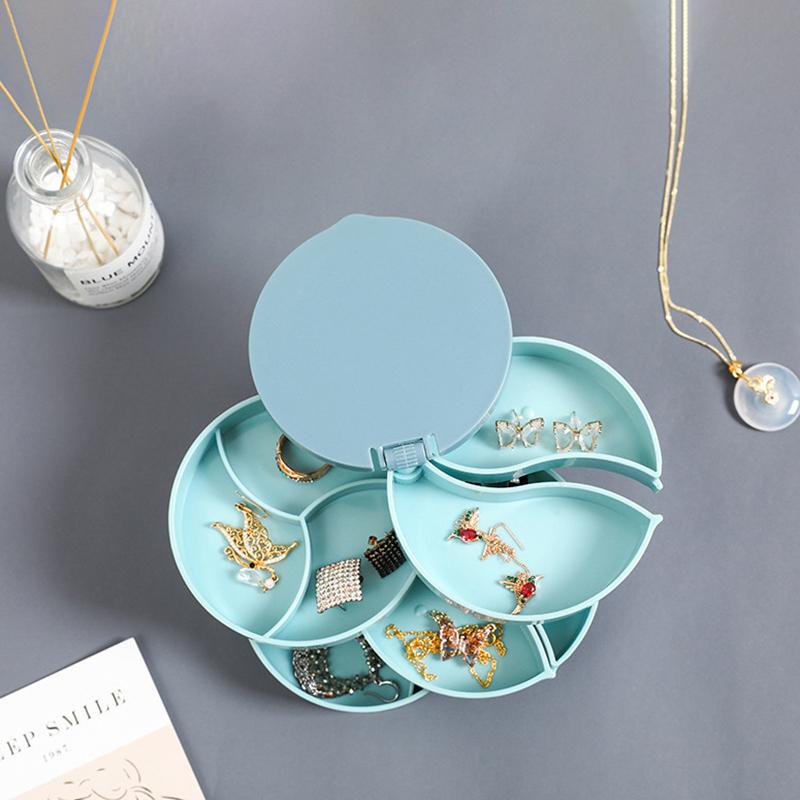 Вращающаяся четырехслойная шкатулка для хранения украшений, ожерелий, сережек, колец, браслетов, многослойная коробка для хранения с зеркалом
