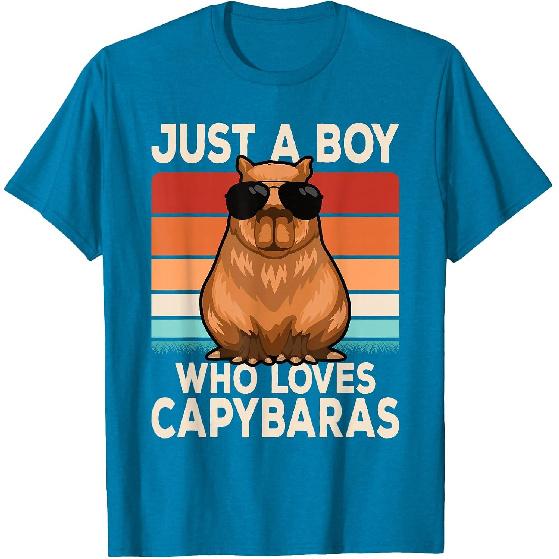 Just A Boy Who Loves Capybaras Funny Capybara Boys T-Shirt