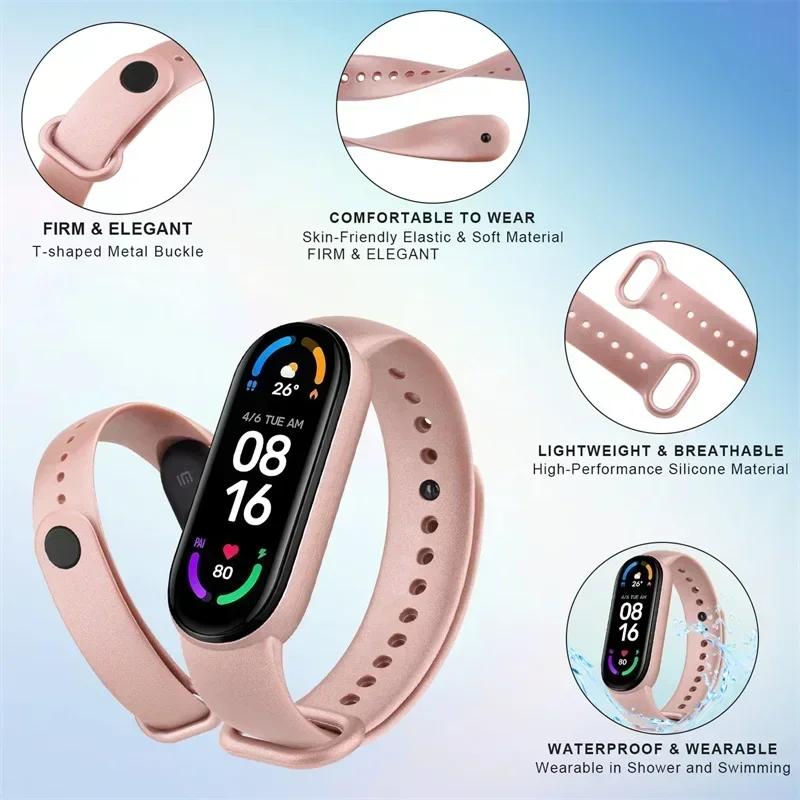 Силиконовый ремешок для браслета Xiaomi Mi Band 7, на запястье, Miband 5 6 NFC, спортивный, сменный, pulsera correa mi band 7 6 3 4 5, ремешки для часов