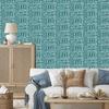 Polynesian Geometric Pattern Turquoise Wallpaper 50x1000