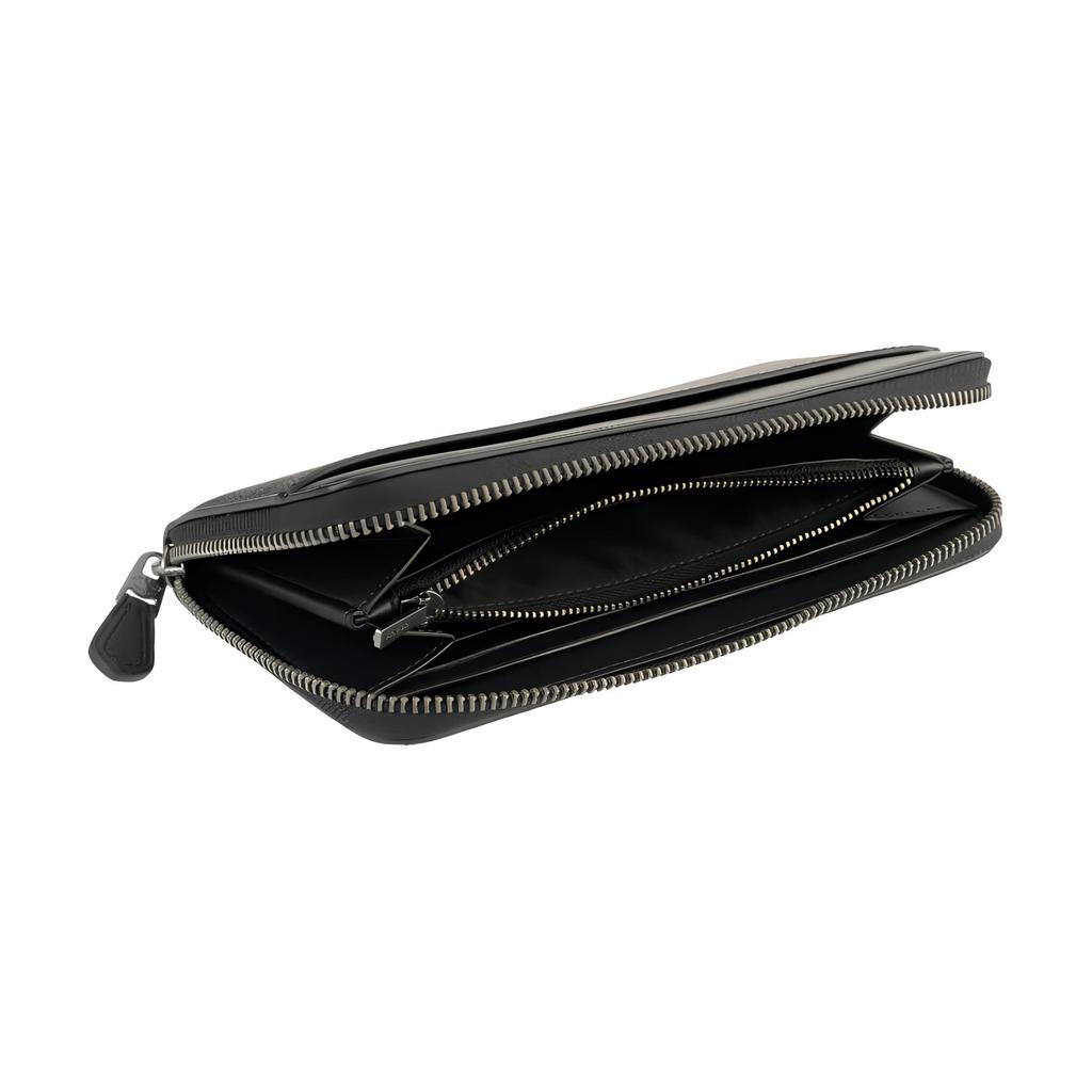 COACH Accordion Wallet Coated Canvas With Smooth Calfskin Wallet Mens Charcoal Black