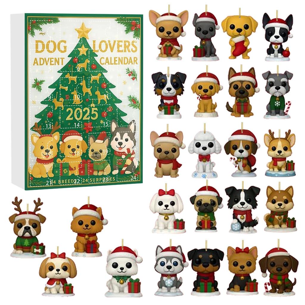 Dog Series Advent Calendar With Acrylic Festive Decor For Christmas Party Gifts