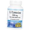 Tyrosine Capsules, L-Tyrosine 500, Natural Factors  60 Vegcaps (27406001)