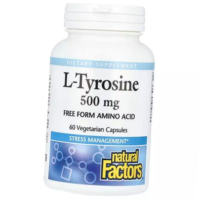 Тирозин капсулы, L-Tyrosine 500, Natural Factors  60вегкапс (27406001)