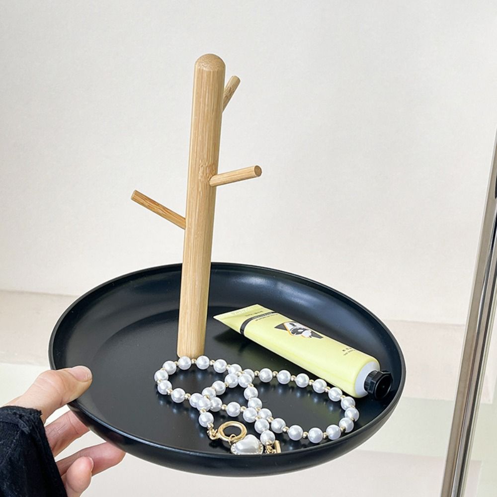 Wooden Jewelry Hanging Rack Simple Bathroom Shelf Multi-Function Storage Tray Living Room