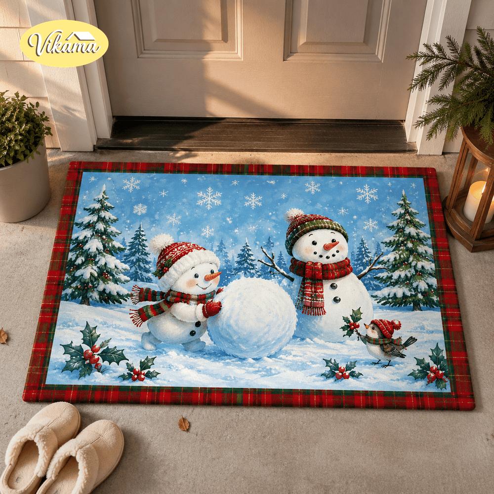 VIKAMA Christmas-Themed Entrance Rug For Living Room, Bedroom, Door, Bathroom. Durable And Easy To Clean. Home Decoration.
