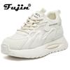 Fujin 5,5 см сетчатые синтетические кожаные кроссовки на платформе на вулканизированной танкетке на массивной танкетке, повседневная дышащая летняя модная обувь