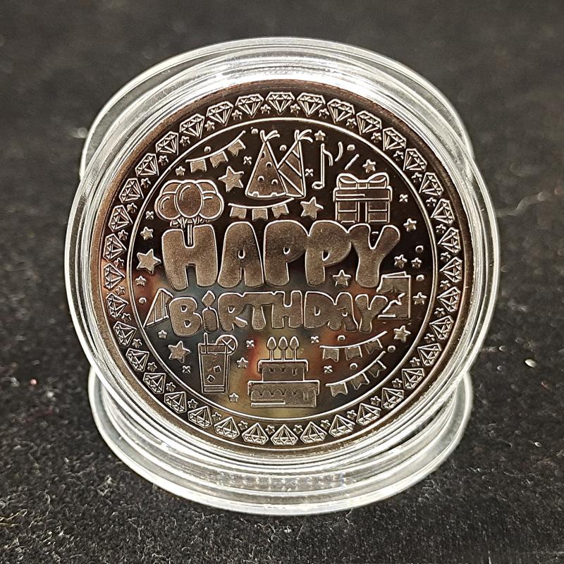 1 шт. цветная памятная монета с днем рождения, креативный подарок на торт, золотая монета, серебряная монета, забавная изысканная медаль на удачу, подарок