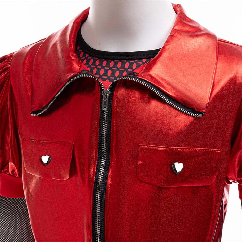 Kids Red Costume Girls Short Sleeves Jacket Top Flared Pants Wig Princess Dress Up 6-14Y