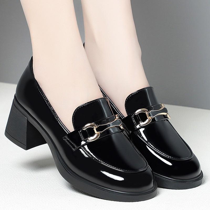 Women's Faux Leather Loafers Platform Chunky Loafers Slip On Casual Shoes Non-Slip Casual PU Business Shoes Penny Heeled Loafers for Women Dressy Work