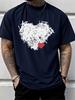 Graffiti Scribble Heart Contrast Red Dot Graphic Unisexs Cotton Crew Neck Tee Short Sleeve Loose Casual Daily Street Male Wear Top