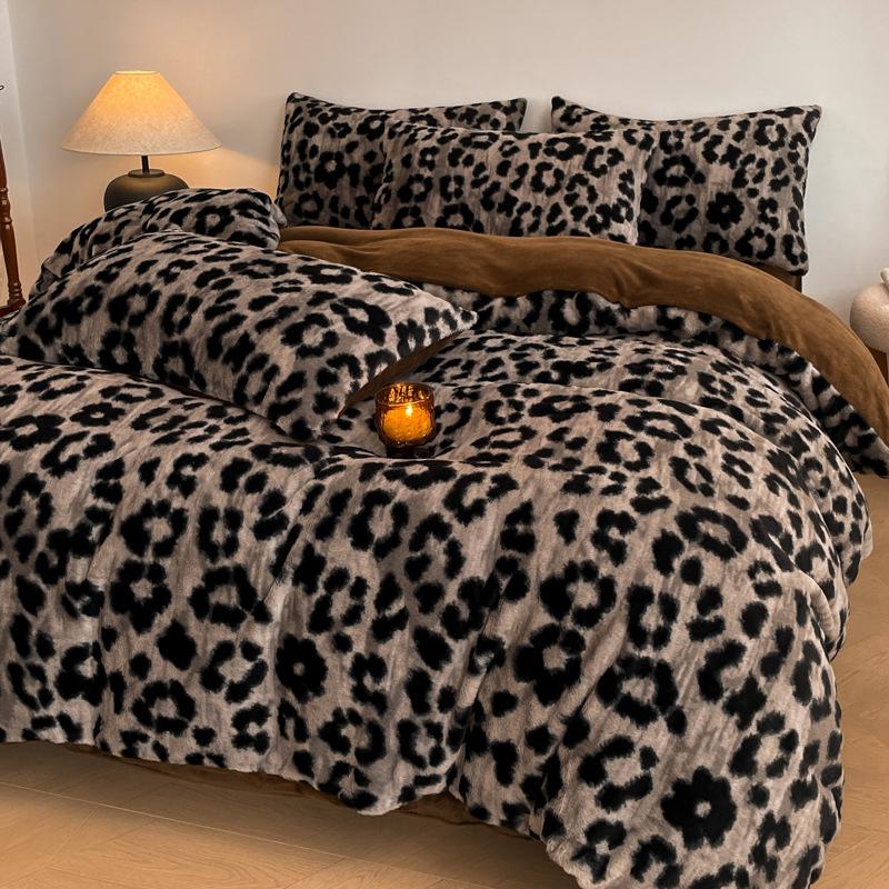 Luxury Rabbit Plush Milk Velvet Bed Set - Winter Warm 4-Piece: Thick Duvet Cover & Sheet