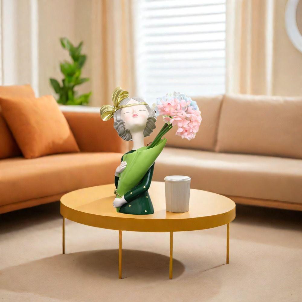 Elegant Flower Girl Statue Handmade Girl Vase Ornament Modern Butterfly Girl Sculpture  Bedroom