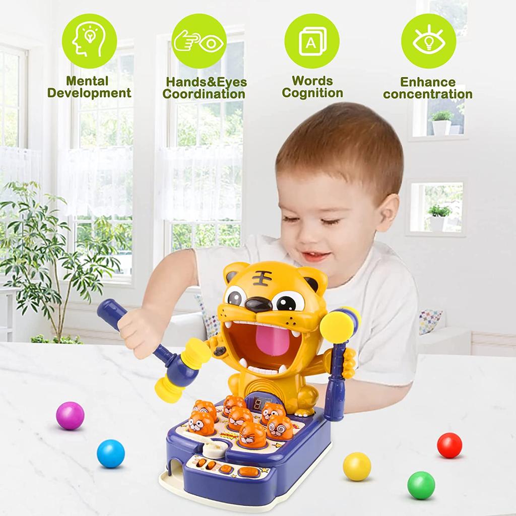 Мини-аркадная игра, ударная игрушка, удар по кротам тигра, интерактивная игрушка, развивающее образование, идея подарка на Новый год на день рождения для детей 3, 4, 5, 6, 7, 8 лет
