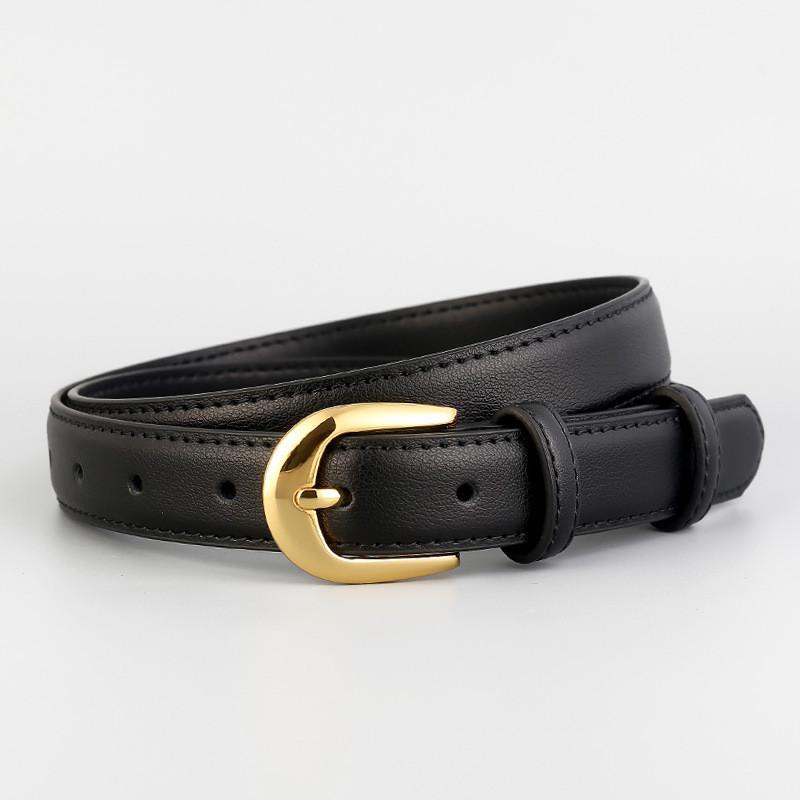 Genuine Leather Womens Slim Belt For Office And Casual Wear With Pin Buckle