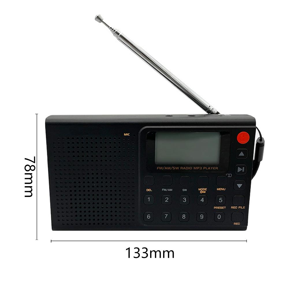 Am/fm/sw Portable Radios Full Band Bluetooth Radio Recorder Aux Jack Mp3 Player Radio Type-c Charging Alarm Clock Built-in Speak