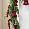 2 Pcs Velvet Christmas Ornaments Shatterproof Glitter Sequins Flocked Bell/Candy Cane/Ice Isicle Hanging Decoration for Xmas Tree Holiday Party Decor