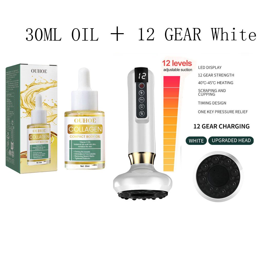 6/12 передач Электрический массажер для вакуумной терапии Вакуумная присоска Гуаша Антицеллюлитный Красота Здоровье Скребок Тепло Массаж для похудения тела
