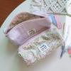 Purple Sweet Fresh Flowers Makeup Bag Cute Student Pencil Case Fashion Women Canvas Cosmetic Bag Beauty Makeup Case Organizer