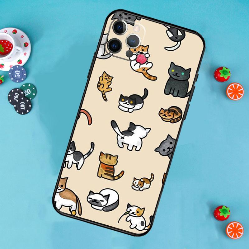 Забавные милые кошки Чехол для телефона Для iPhone 17 Air 16 15 14 13 11 12 Pro Max 13 12 mini 15 16 Plus 16e Чехол Funda
