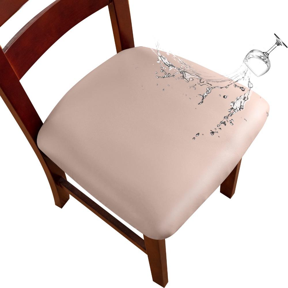 Stretchable Chair Cushion Cover PU Fabric Stool Cover Solid Color Seat Cover