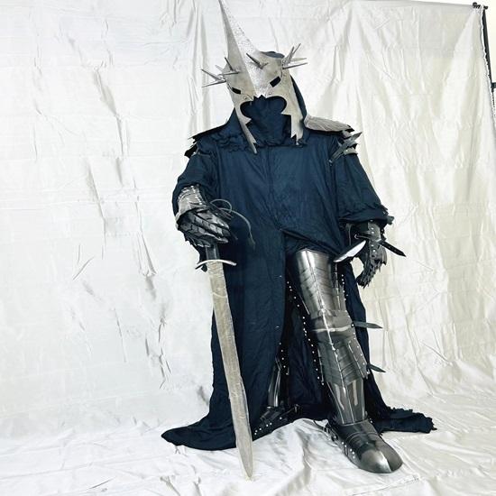Nazgul Ring Ghost Movie Black Suit Witch King Medieval Lord Cosplay Costume