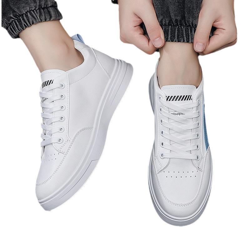 Мужская обувь 2025 года, новые повседневные мужские спортивные белые туфли, тренд с кожаными кроссовками, осенние водонепроницаемые туфли для прилива