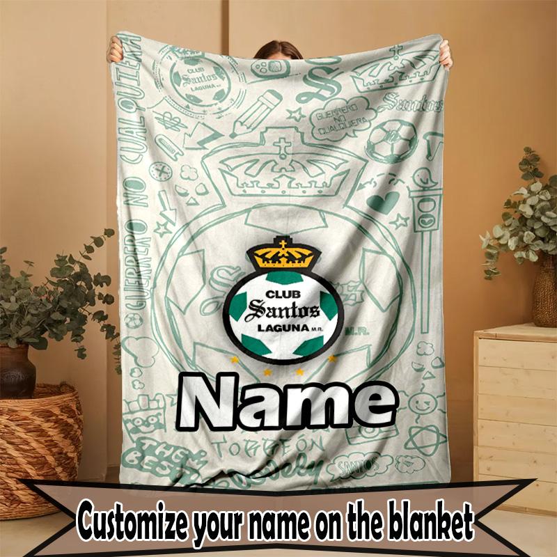 Custom Name Personalized Club Santos Laguna Print Blanket, Home Decor, Bedroom, Sofa, Camping, Couch, Gifts for Birthday ChristmasEnthusiasts