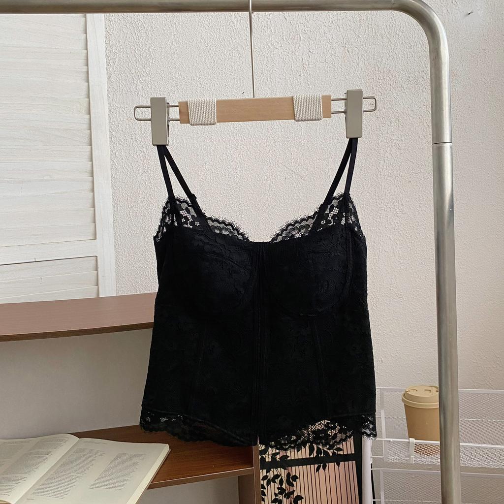 Original Summer Popular French Lace Suspender Vest Women's Chest Pad Slim-fit Versatile Back Bottom Top