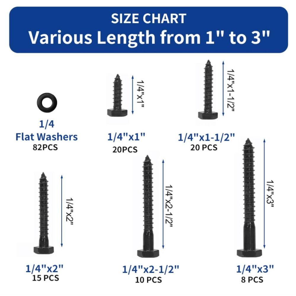 155pcs/box High-Quality Material 304 Stainless Steel Wood Screws Assortment Kit Convenient Storage