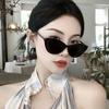 Retro Narrow Frame Cat Eye Small Frame Sunglasses Women's High-Grade Sun Protection Street Shot Uv Protection Sunglasses Men