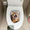 3D Cat Dog Toilet Stickers Self-adhesive Toilet Seat Decals Cute Wall Sticker  Home Decoration