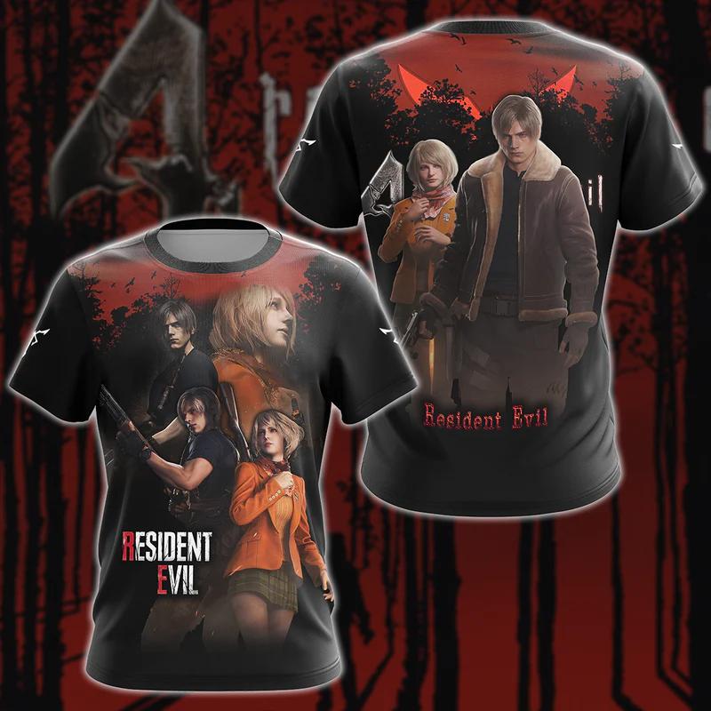 Хоррор Игра Resident Evil 3D Печать Футболки Мужчины Женщины Короткий Рукав Круглый Вырез Футболка Мода Харадзюку Топ Футболка Оверсайз Y2k Одежда