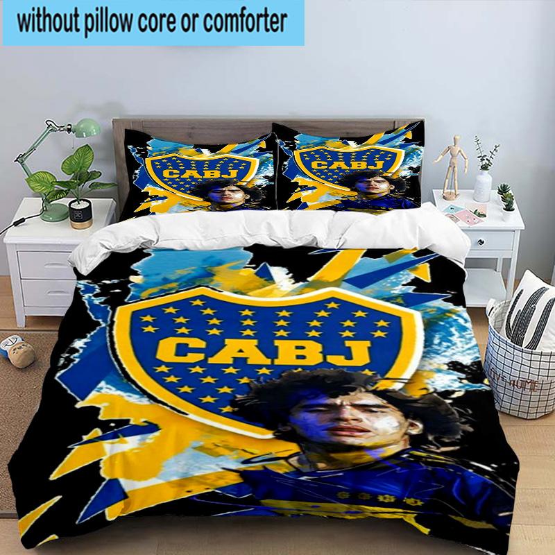 3pcs Boca Football Club Printed Bedding Set Duvet Cover Closure Includes 1 Duvet Cover & 2 Pillowcases Bedding Sets Home Decor Gifts
