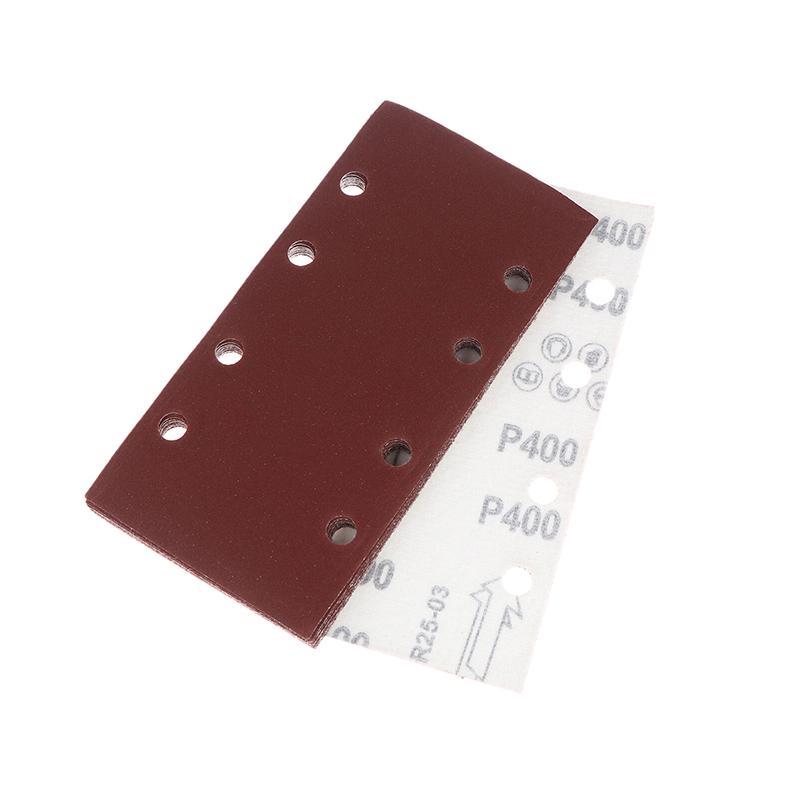 10 шт. Прямоугольные премиальные флокированные листы наждачной бумаги с 8 отверстиями, самоклеящиеся 185X93 мм - Ассорти абразивности для пневматических шлифовальных машин