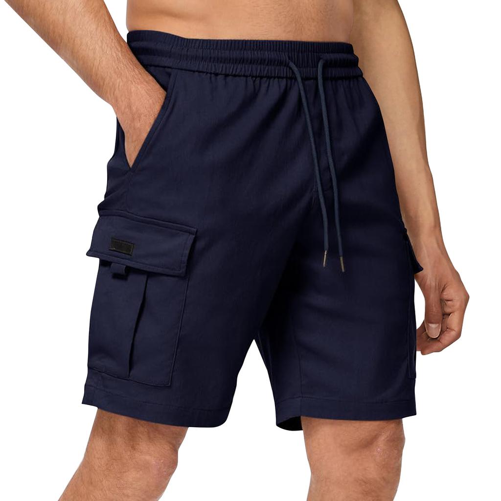 Мужские шорты-карго, повседневные, однотонные, легкие, летние, для работы на открытом воздухе, с несколькими карманами
